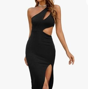 Black cut-out mid dress
